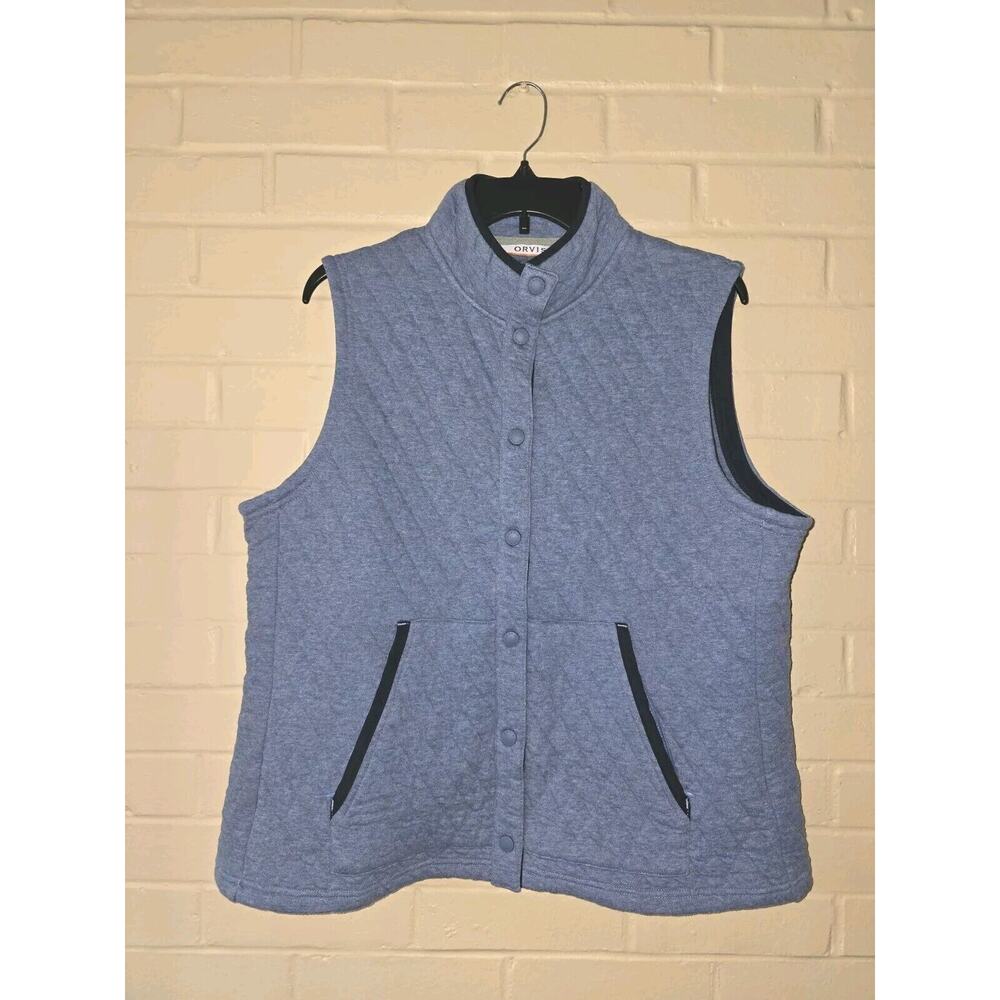 Orvis Jacquard Outdoor Breathable Quilted Vest Bluestone Blue Size XL